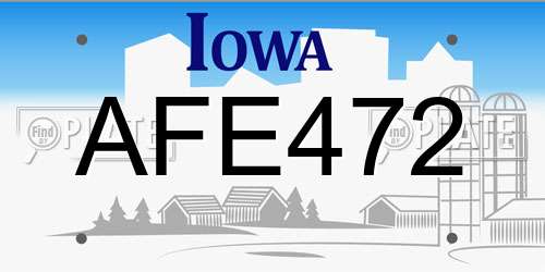 AFE472 Iowa License Plate