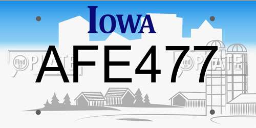 AFE477 Iowa License Plate