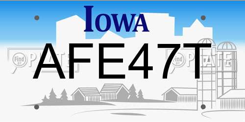 AFE47T Iowa License Plate