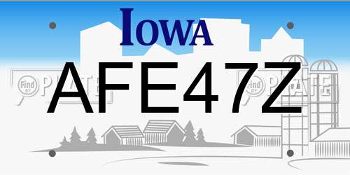 AFE47Z Iowa License Plate