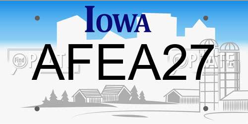 AFEA27 Iowa License Plate
