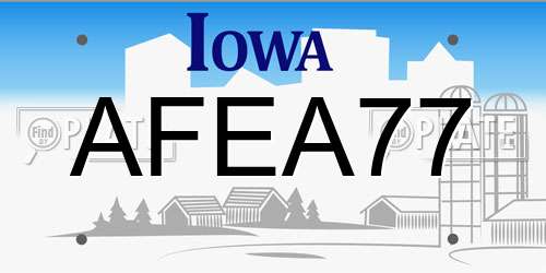 AFEA77 Iowa License Plate