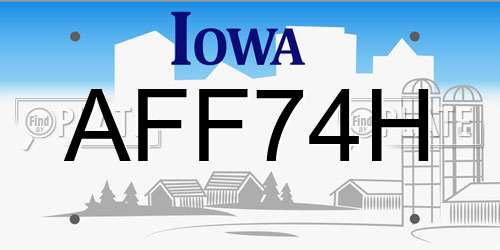 AFF74H Iowa License Plate