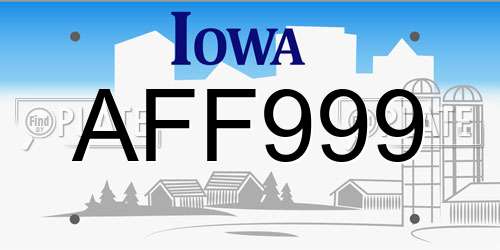 AFF999 Iowa License Plate