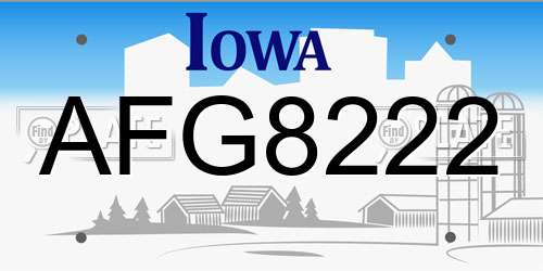 AFG8222 Iowa License Plate