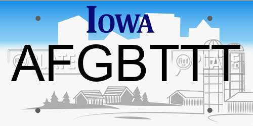 AFGBTTT Iowa License Plate