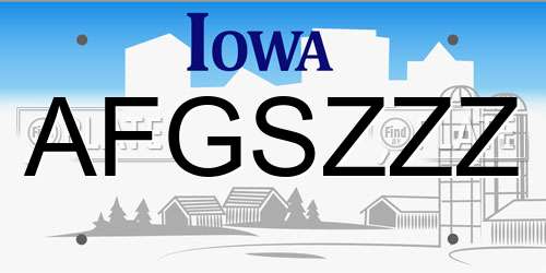 AFGSZZZ Iowa License Plate