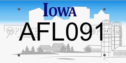 AFL091 Iowa License Plate