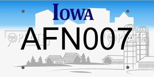 AFN007 Iowa License Plate