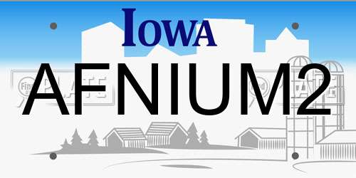 AFNIUM2 Iowa License Plate
