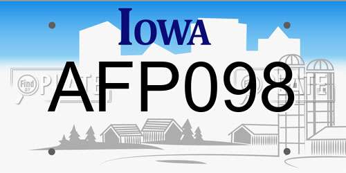 AFP098 Iowa License Plate