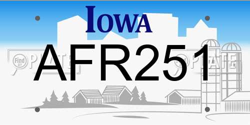 AFR251 Iowa License Plate