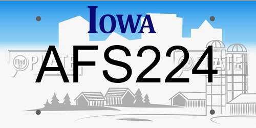 AFS224 Iowa License Plate