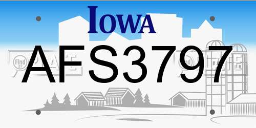 AFS3797 Iowa License Plate