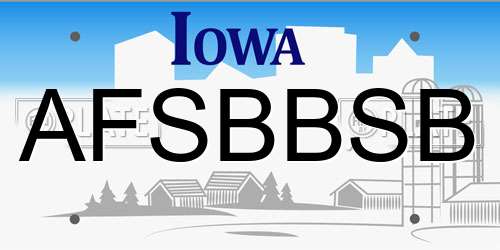 AFSBBSB Iowa License Plate
