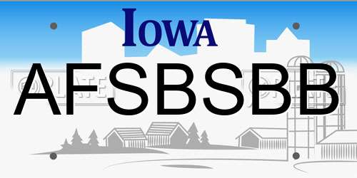 AFSBSBB Iowa License Plate