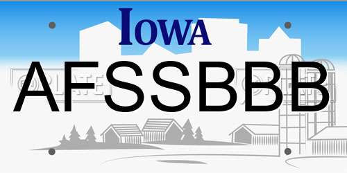 AFSSBBB Iowa License Plate