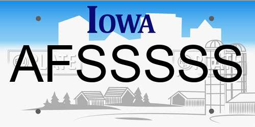 AFSSSSS Iowa License Plate
