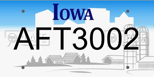 AFT3002 Iowa License Plate