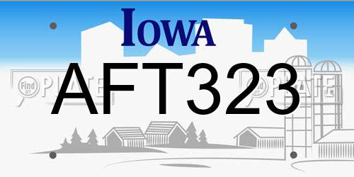 AFT323 Iowa License Plate