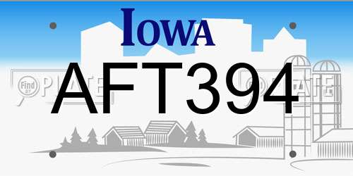 AFT394 Iowa License Plate