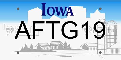 AFTG19 Iowa License Plate