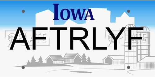 AFTRLYF Iowa License Plate