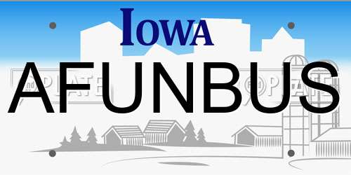 AFUNBUS Iowa License Plate