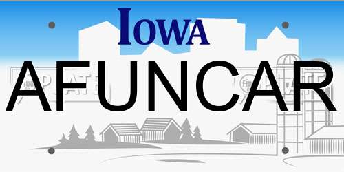 AFUNCAR Iowa License Plate