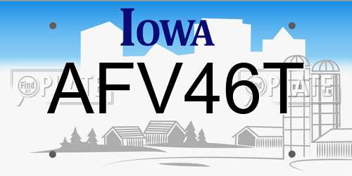 AFV46T Iowa License Plate