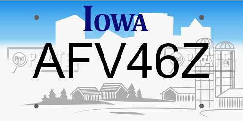 AFV46Z Iowa License Plate