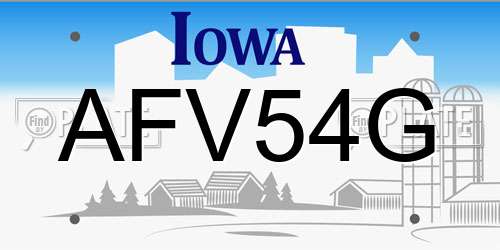 AFV54G Iowa License Plate