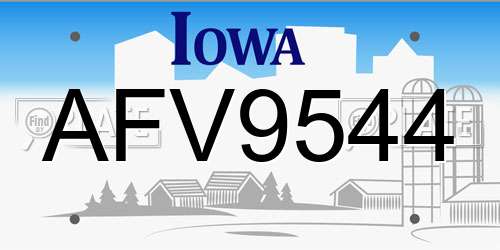 AFV9544 Iowa License Plate