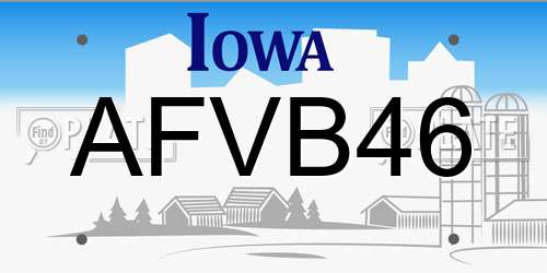 AFVB46 Iowa License Plate