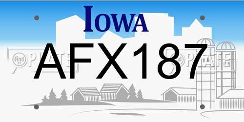 AFX187 Iowa License Plate