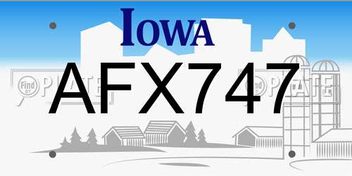 AFX747 Iowa License Plate