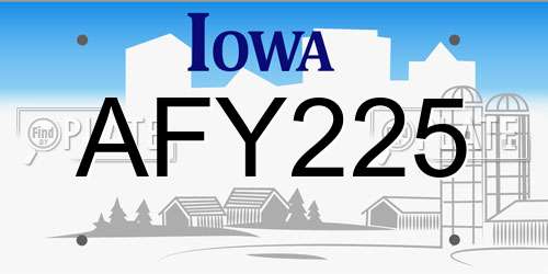AFY225 Iowa License Plate