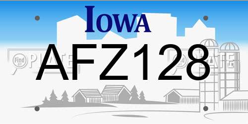 AFZ128 Iowa License Plate