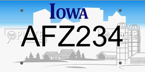 AFZ234 Iowa License Plate
