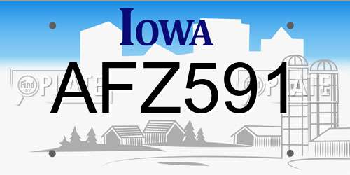 AFZ591 Iowa License Plate