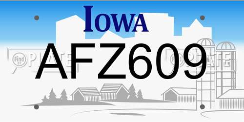 AFZ609 Iowa License Plate