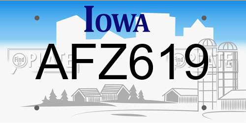 AFZ619 Iowa License Plate