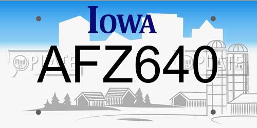 AFZ640 Iowa License Plate