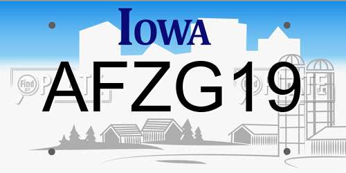 AFZG19 Iowa License Plate
