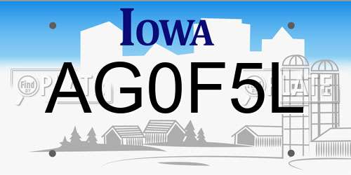 AG0F5L Iowa License Plate