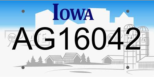 AG16042 Iowa License Plate