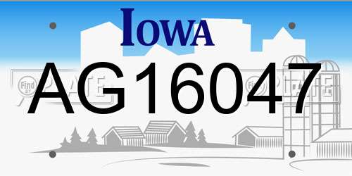 AG16047 Iowa License Plate