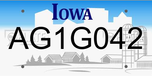 AG1G042 Iowa License Plate