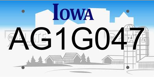 AG1G047 Iowa License Plate
