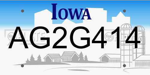 AG2G414 Iowa License Plate